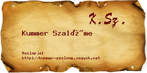 Kummer Szalóme névjegykártya